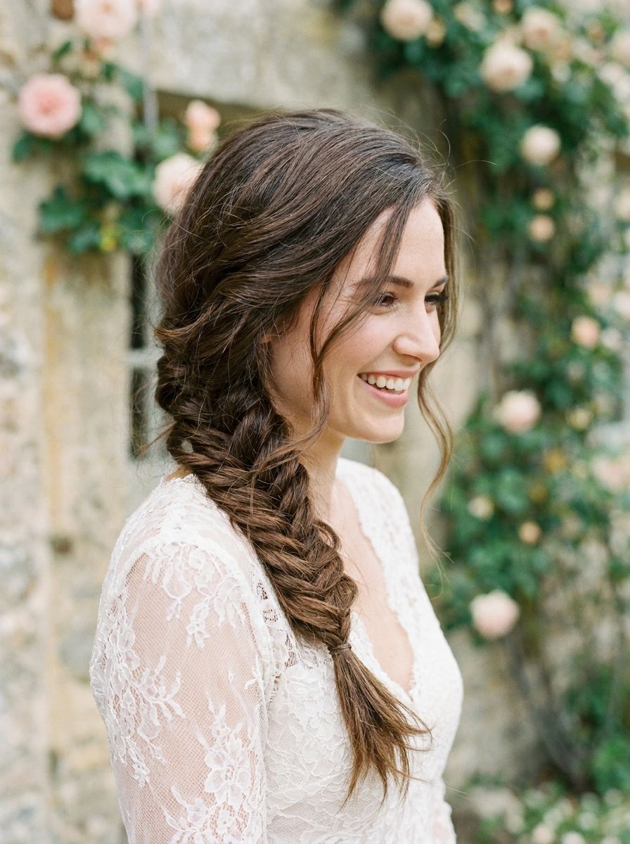 Seitlicher Fischgrätenzopf - Flechtfrisuren Hochzeit